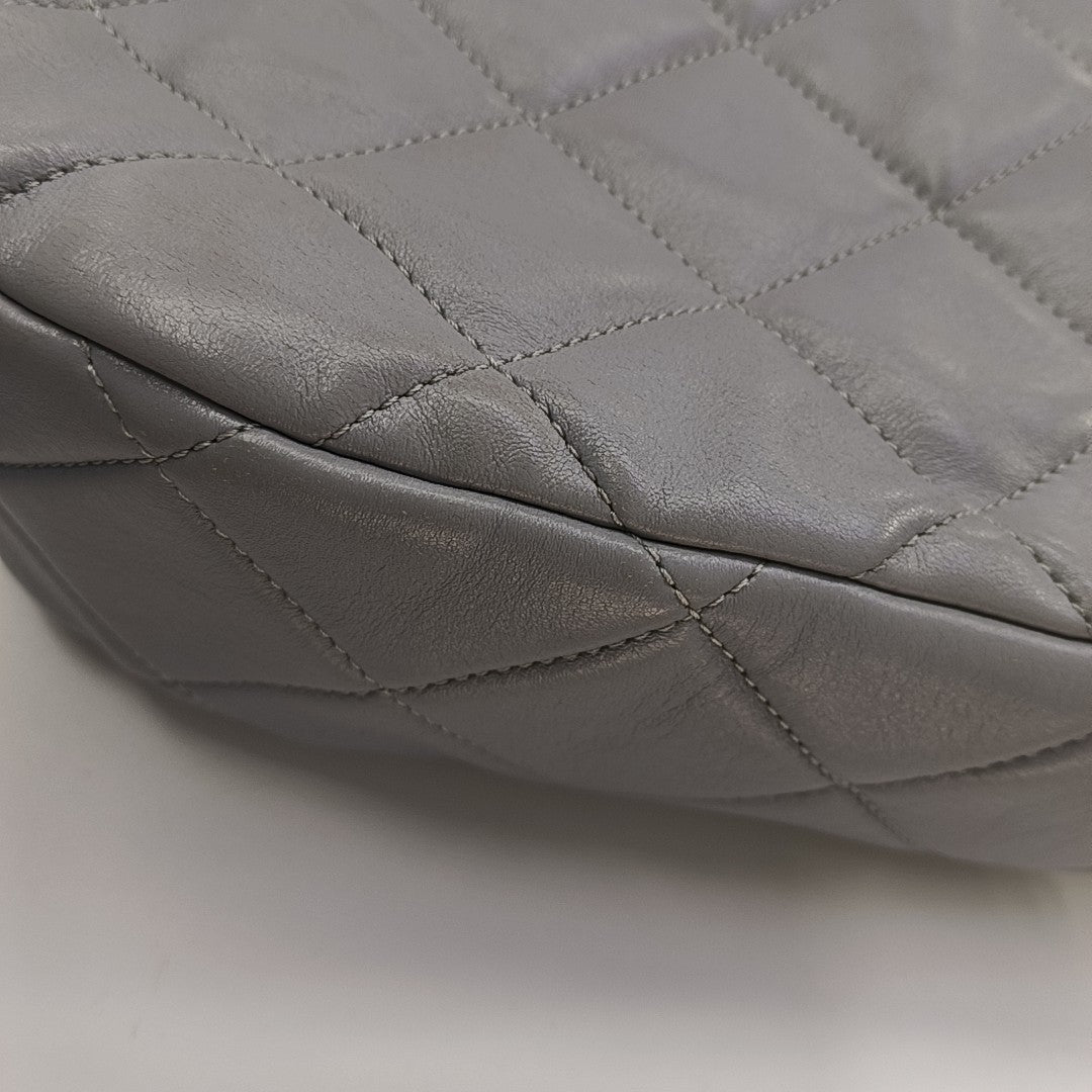 Quilted Lambskin Top Handle Bag Gray