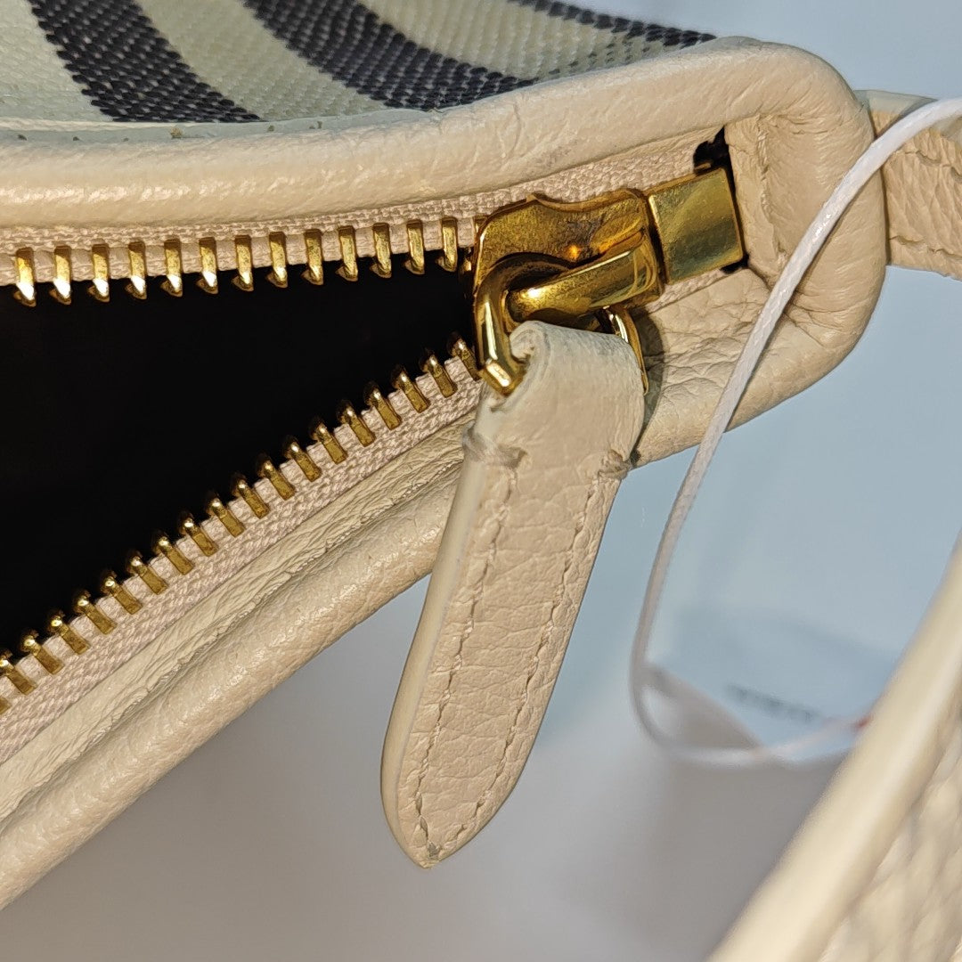 Coated Canvas Top Handle Bag White