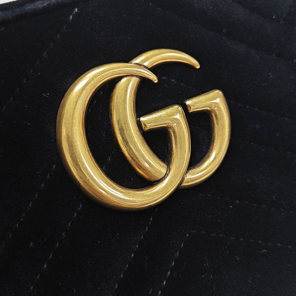 GG Marmont Small Quilted Velvet Black