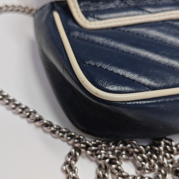 GG Marmont Super Mini Quilted Calfskin Blue