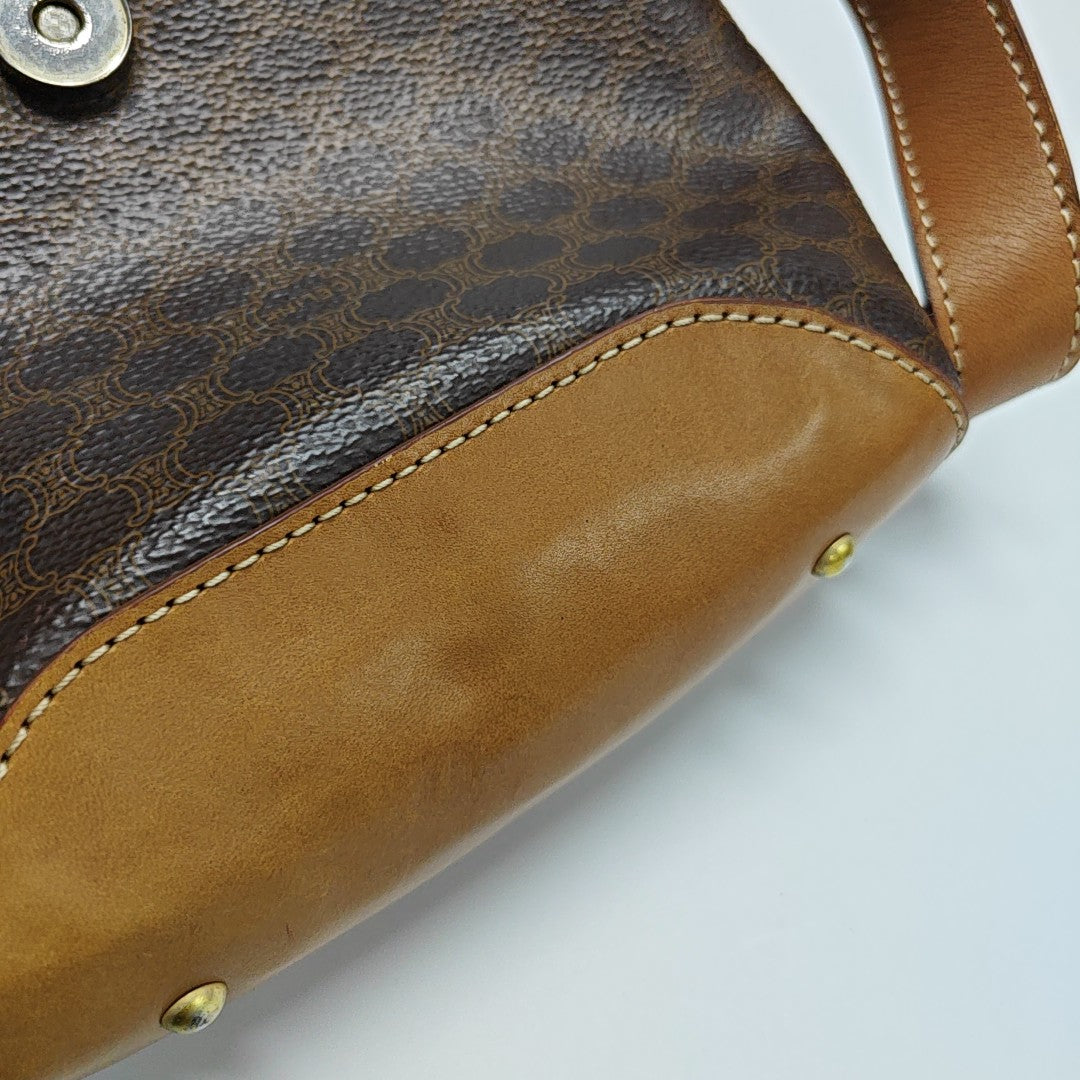 Coated Canvas Shoulder Bag Brown