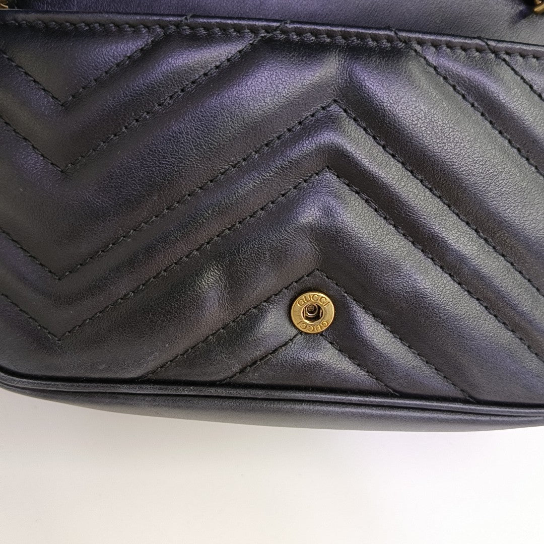 GG Marmont Mini Quilted Calfskin Black