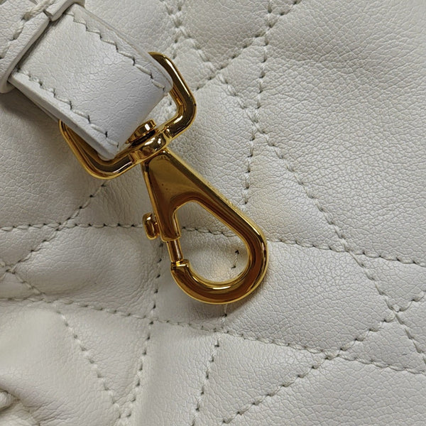 Cannage Calfskin Shoulder Bag White