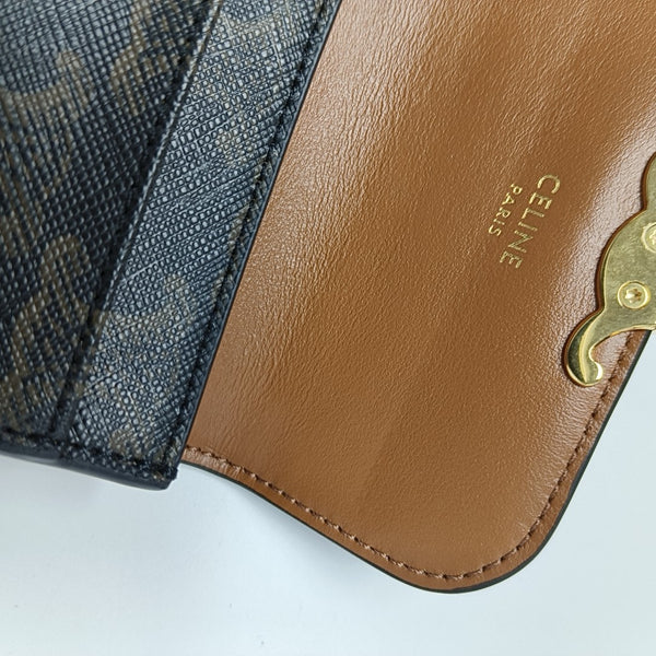 TRIOMPHE Mini Coated Canvas Brown Card Holder