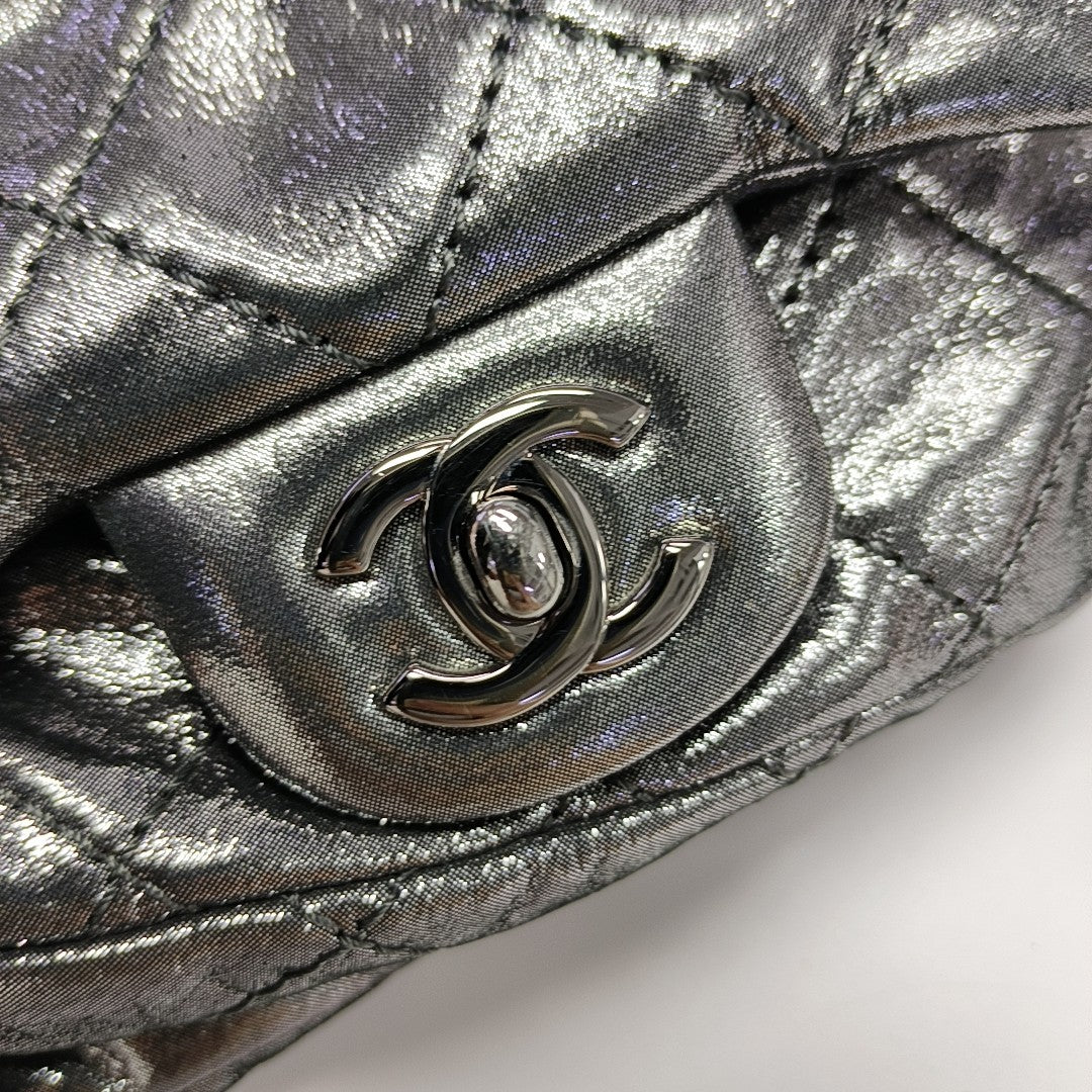 Quilted Calfskin Backpack Gray