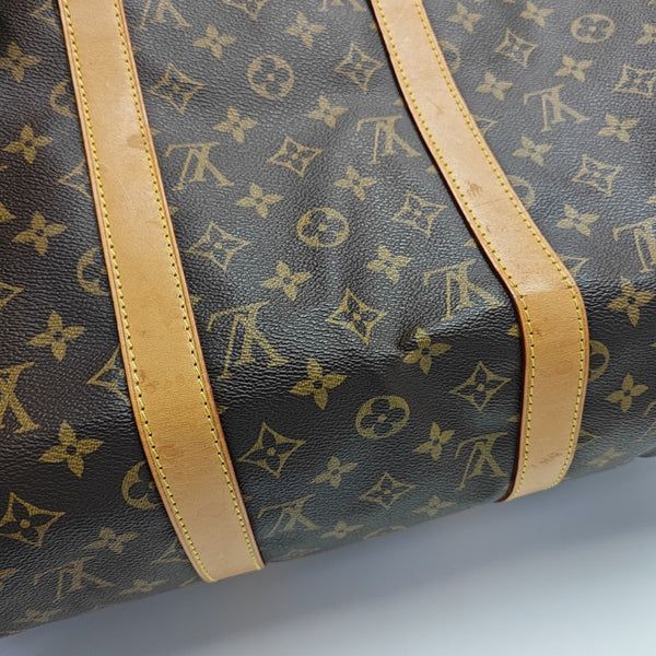 KEEPALL 50 Monogram Coated Canvas Brown