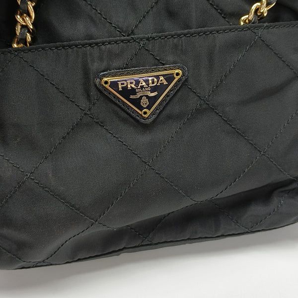 Quilted Nylon Shoulder Bag Black