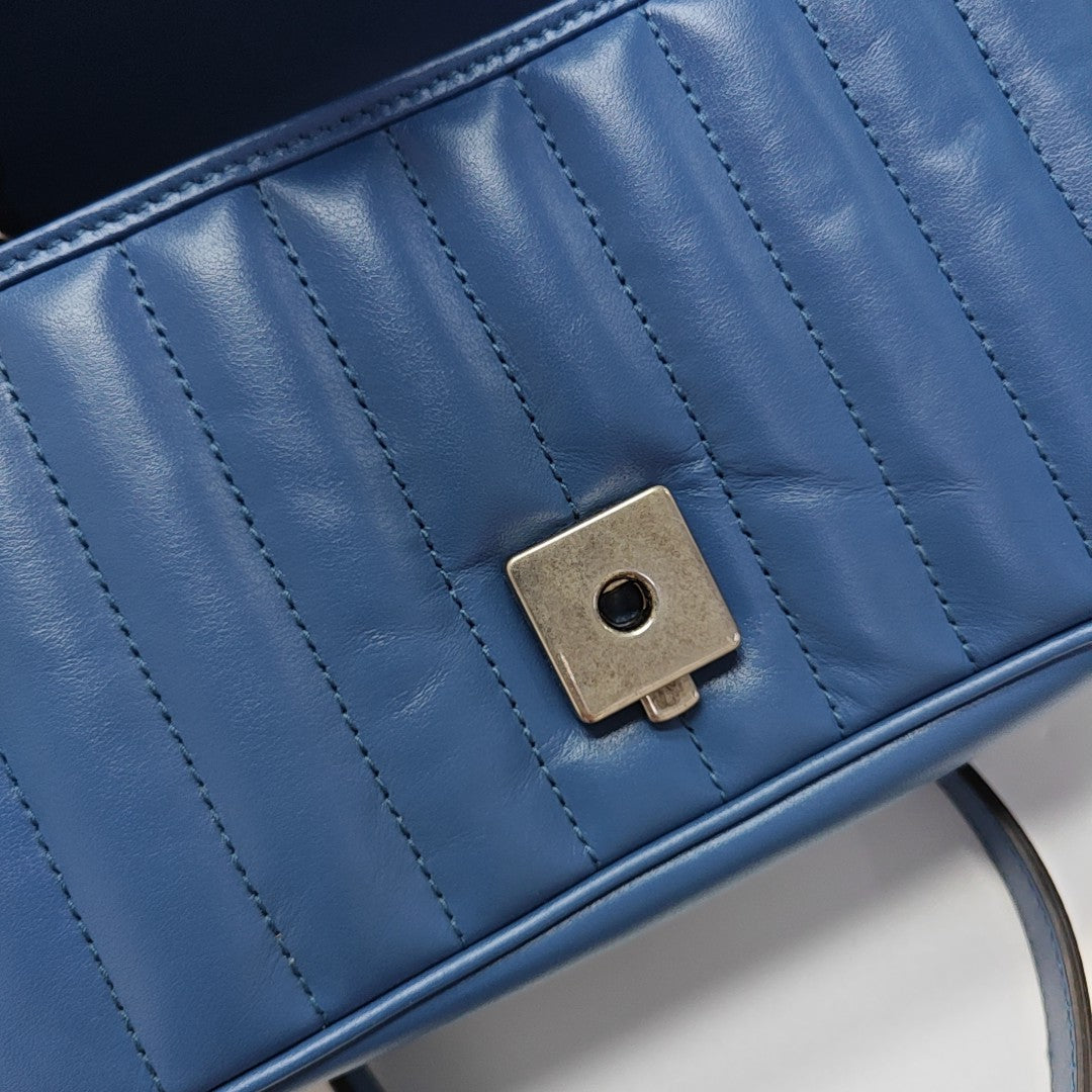 GG Marmont Small Quilted Calfskin Blue