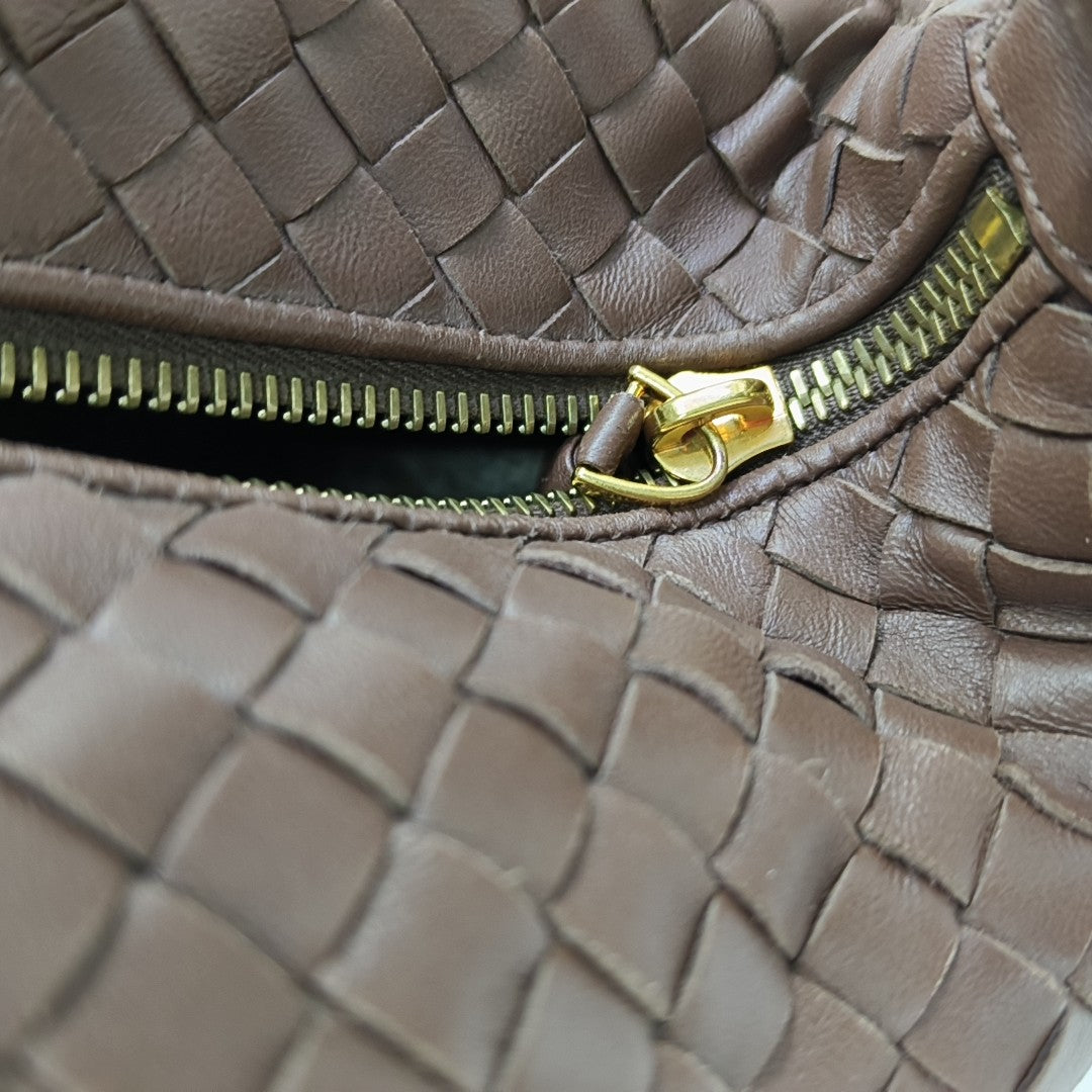 Lambskin Top Handle Bag Brown