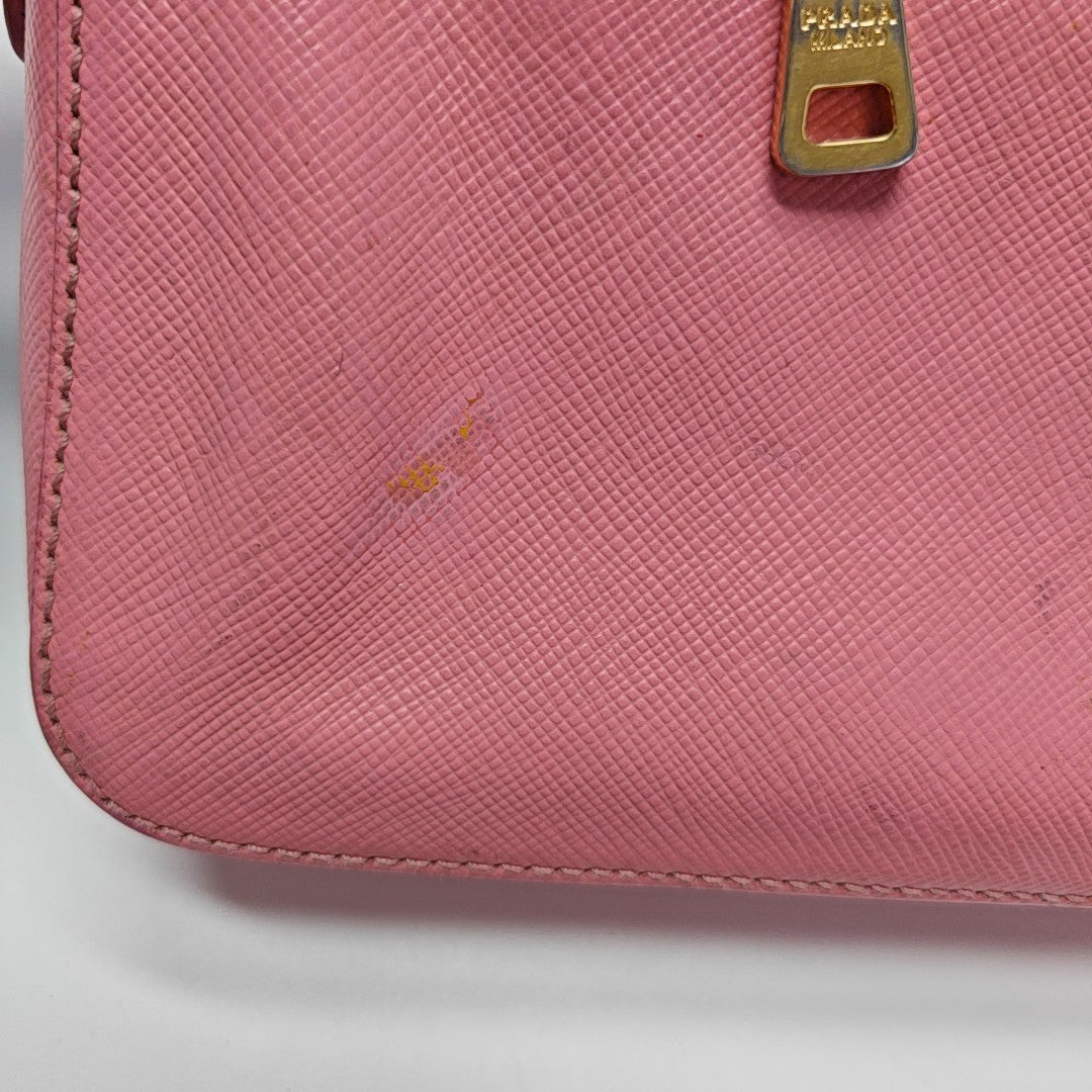 Saffiano Calfskin Shoulder Bag Pink