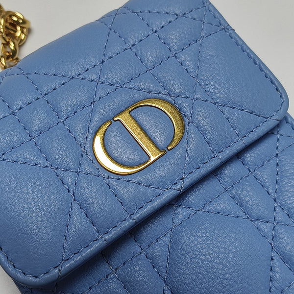 Cannage Calfskin Shoulder Bag Blue