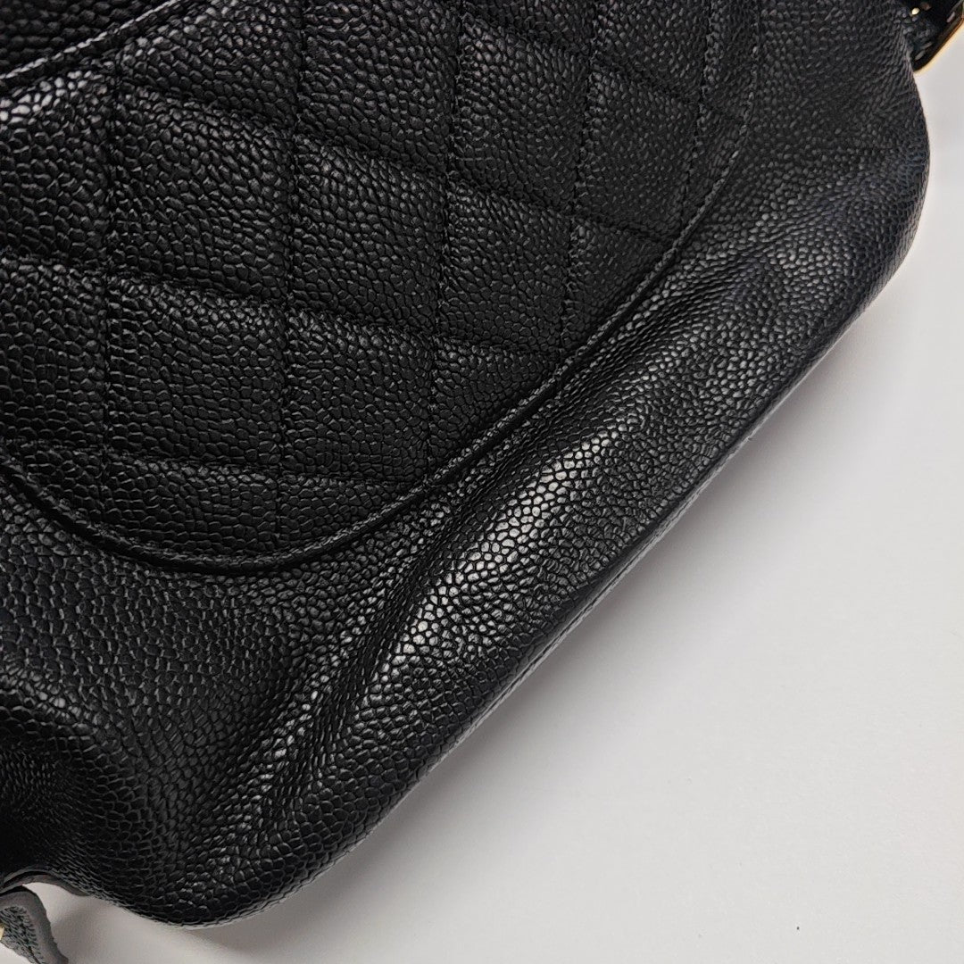 Quilted Grained Calfskin Backpack Black