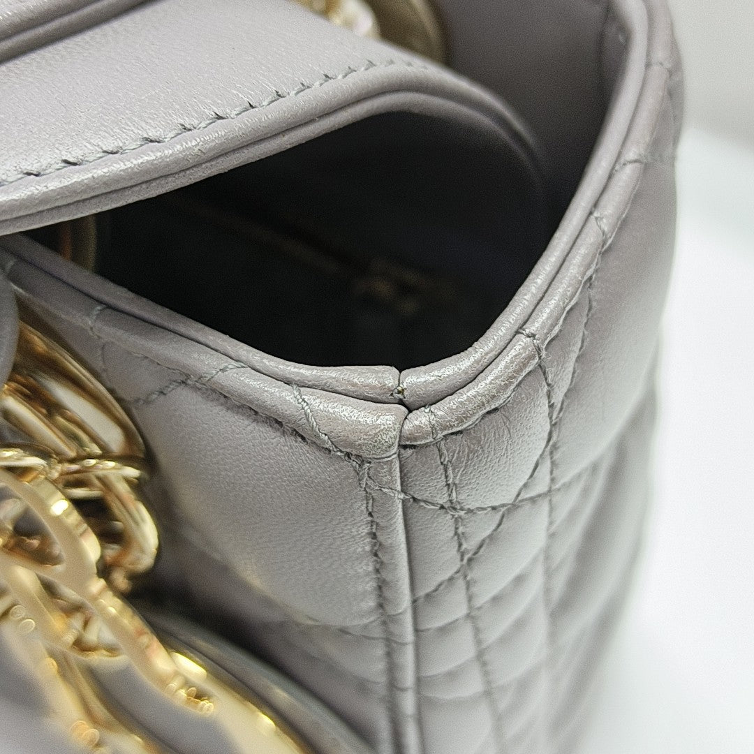 Lady Dior Medium Cannage Lambskin Gray
