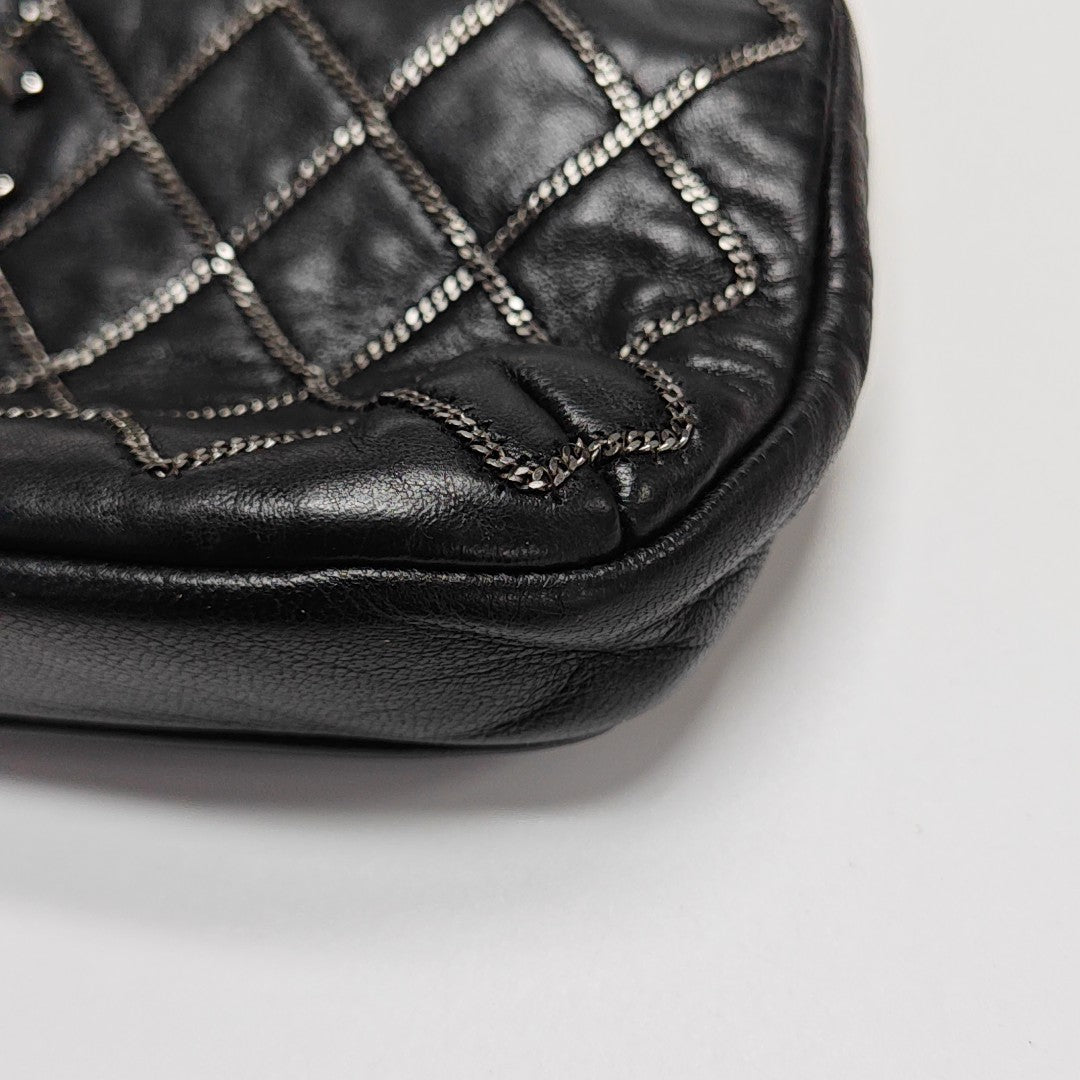 Quilted Lambskin Top Handle Bag Black