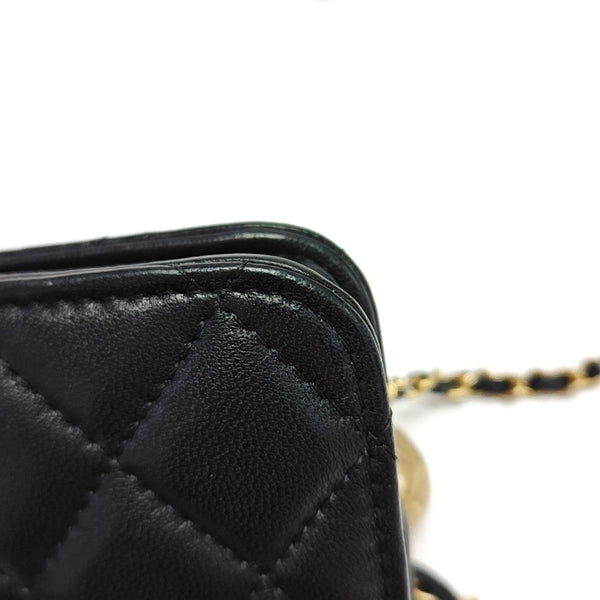 Quilted Lambskin Shoulder Bag Black
