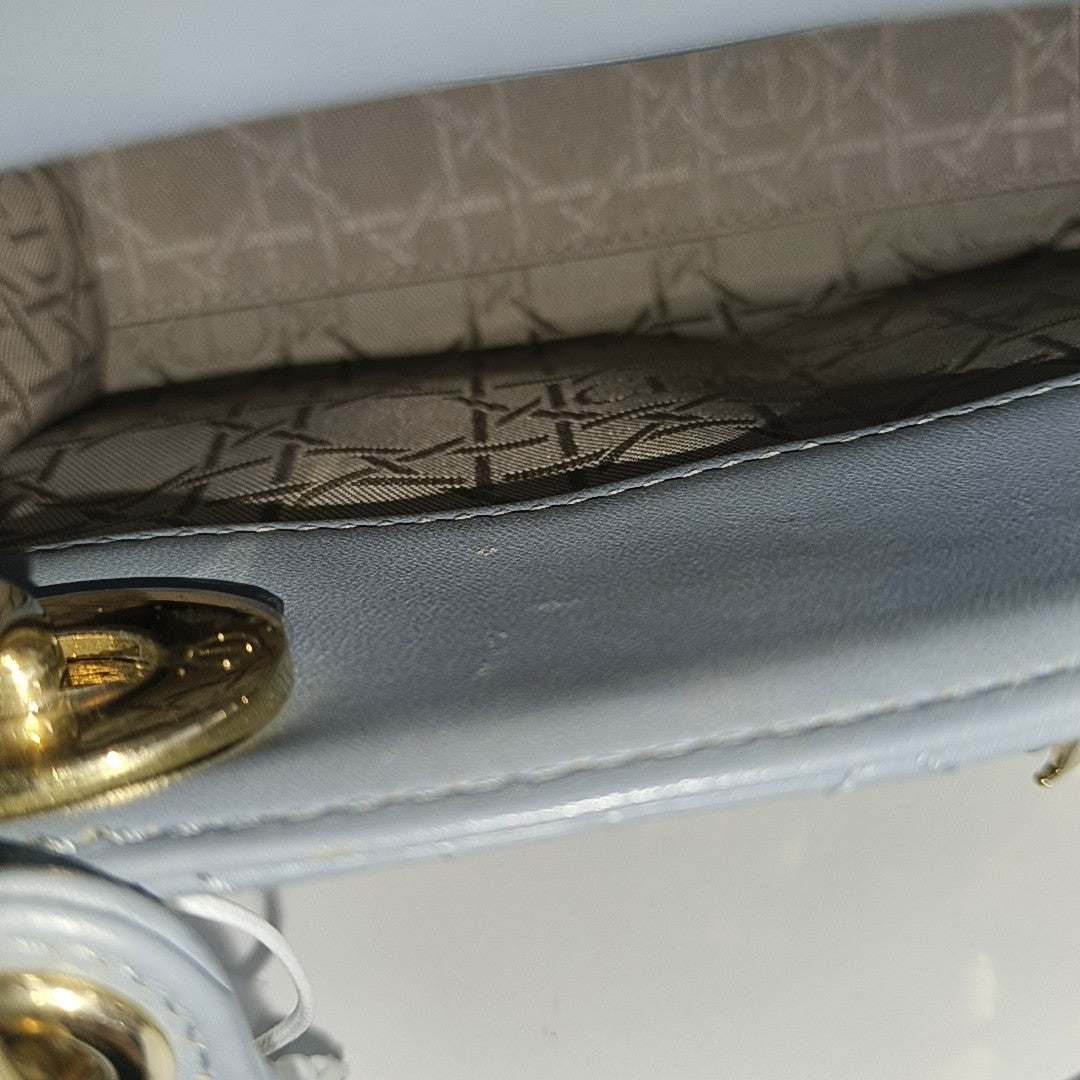 Lady Dior Mini Cannage Lambskin Blue