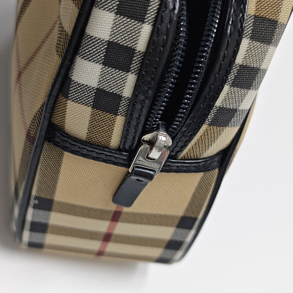 Coated Canvas Top Handle Bag Beige