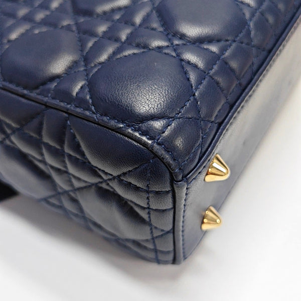 Authenticated pre-owned  Lady Dior Small Cannage Lambskin Blue - Tote Bag at Looply