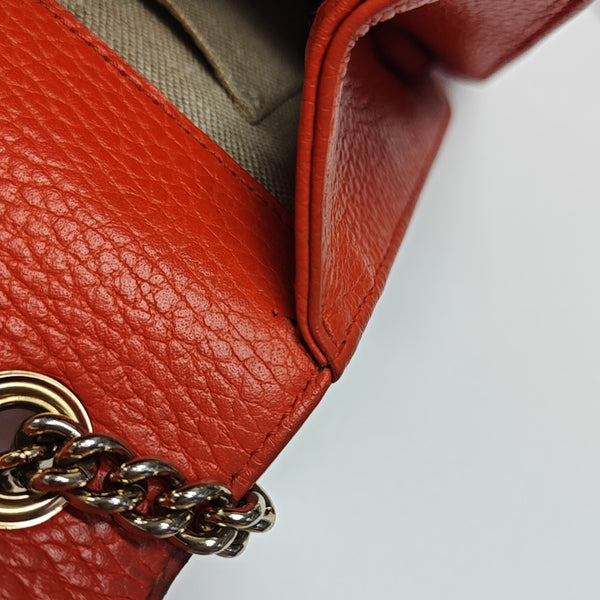 Interlocking G Small Calfskin Orange