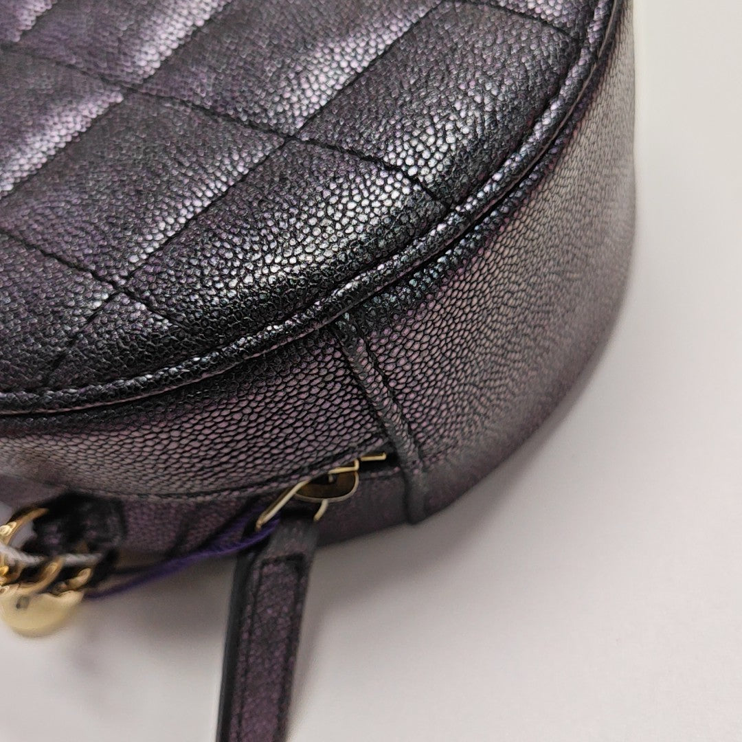 ROUND Quilted Calfskin Metallic