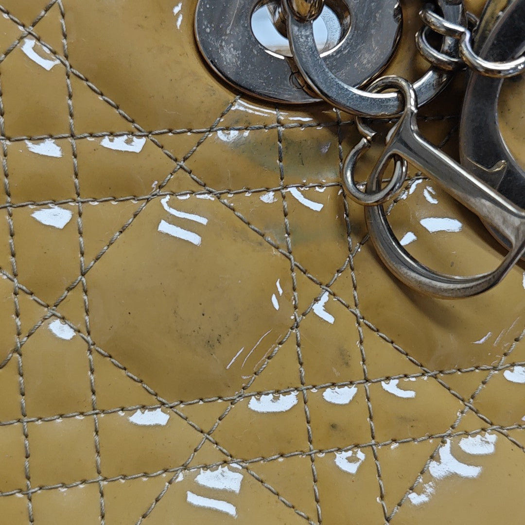 Lady Dior Medium Cannage Patent Leather Yellow