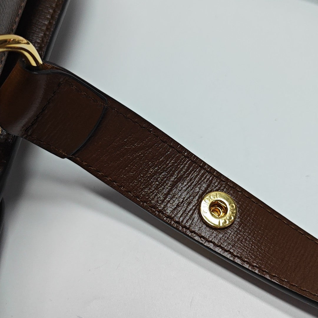 Horsebit 1955 Medium Monogram Coated Canvas Beige
