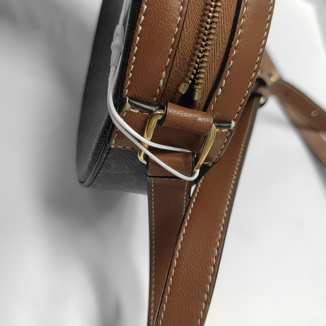 Coated Canvas Shoulder Bag Brown