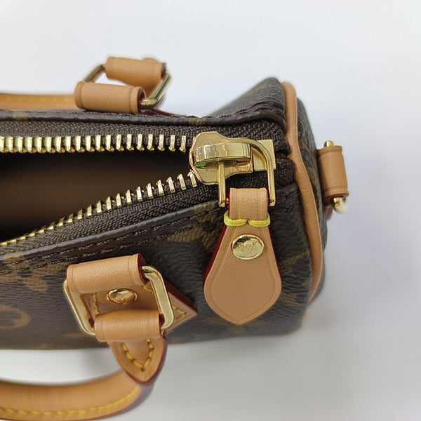 Authenticated pre-owned  SPEEDY Nano Monogram Coated Canvas Brown - Shoulder Bag at Looply