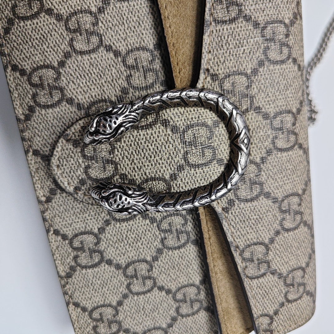 Dionysus Super Mini Monogram Coated Canvas Beige