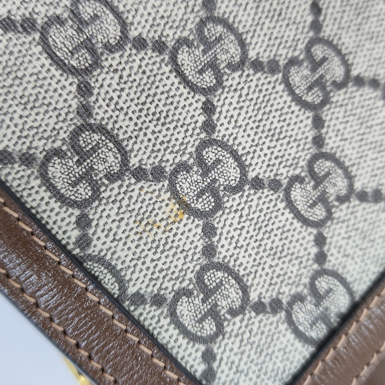Horsebit 1955 Medium Monogram Coated Canvas Beige