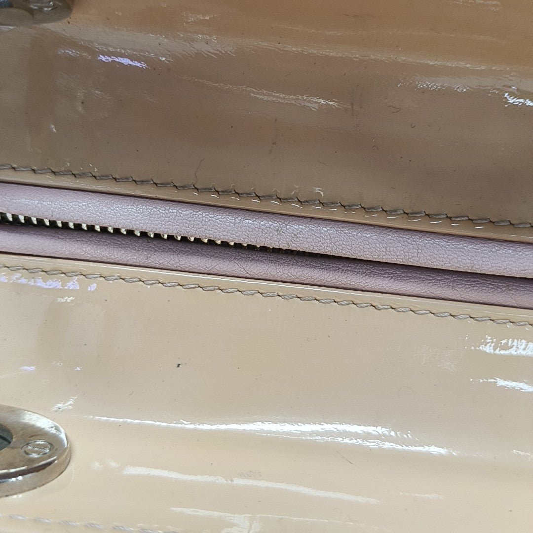 Lady Dior Medium Cannage Patent Leather Beige
