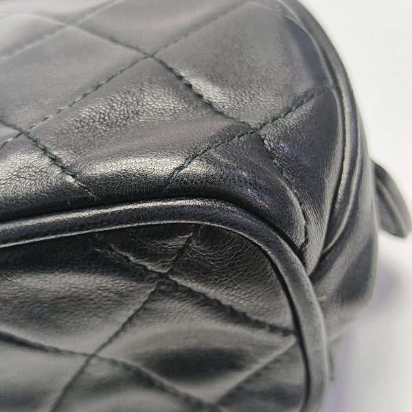 Quilted Lambskin Shoulder Bag Black