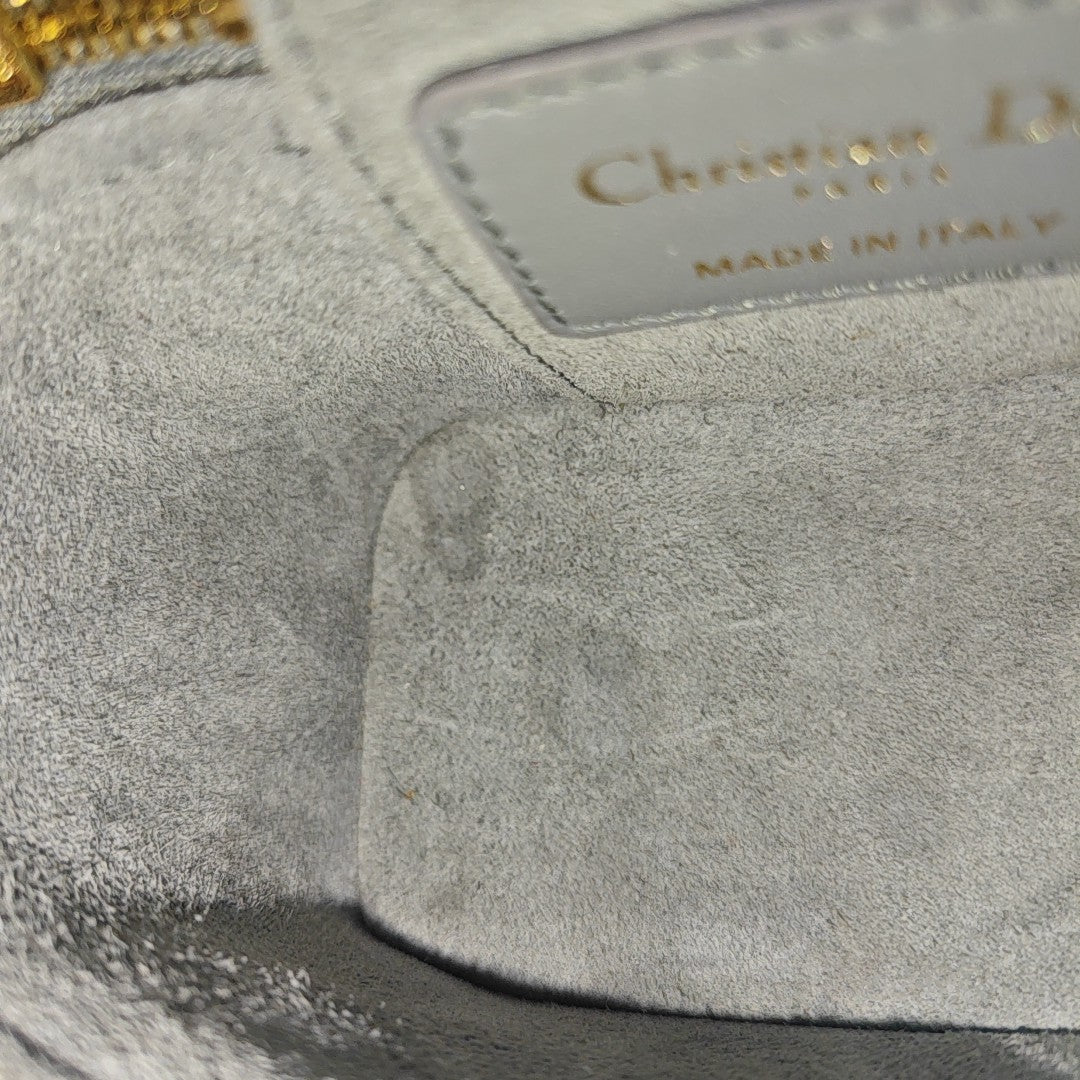 Vanity Lady Dior Super Mini Cannage Lambskin Gray