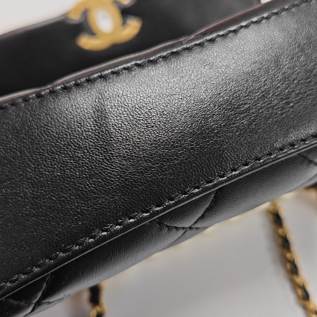 Quilted Lambskin Shoulder Bag Mini Black