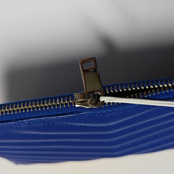 CASSANDRE Chevron Calfskin Blue Wallet