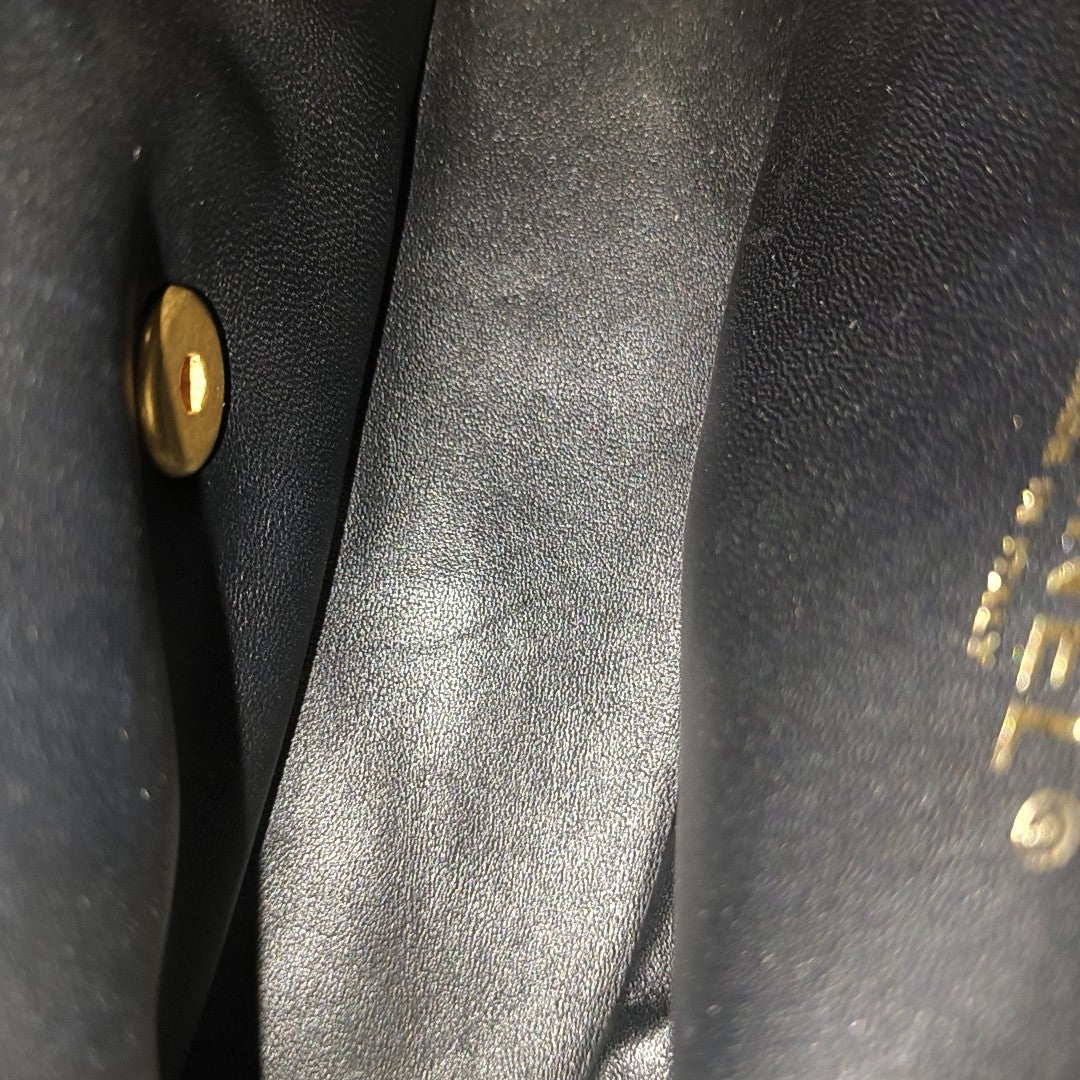 23P Large Quilted Grained Calfskin Black