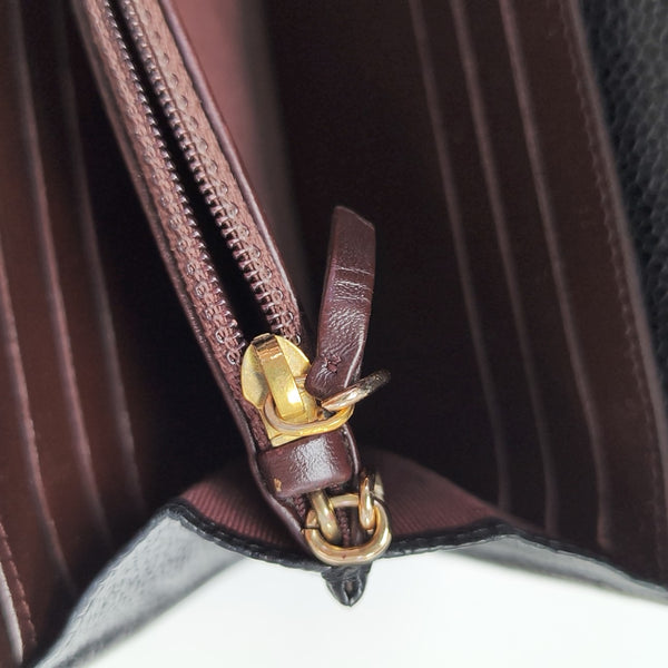Quilted Grained Calfskin Wallet Black