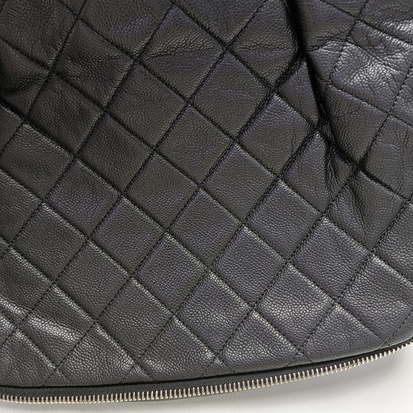 Quilted Grained Calfskin Tote Bag Black