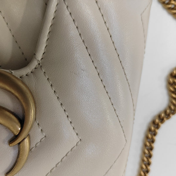 GG Marmont Mini Quilted Calfskin White