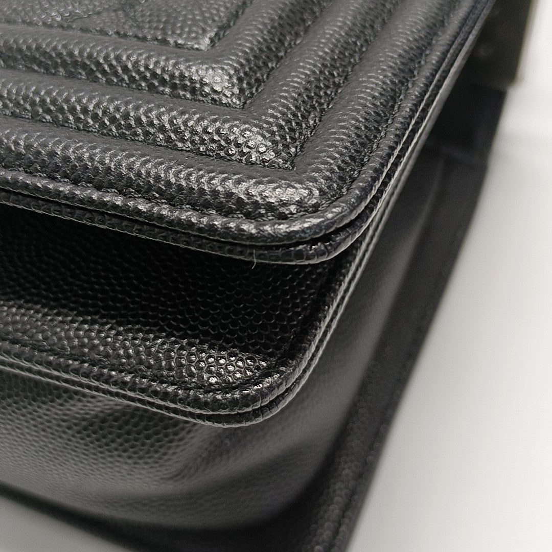 BOY CHANEL Small Quilted Grained Calfskin Black