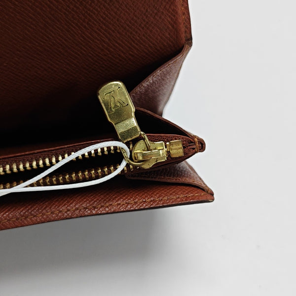 PORTE MONNAIE Monogram Coated Canvas Brown Wallet