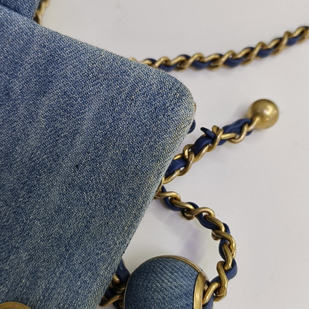 CLASSIC FLAP Mini Quilted Denim Blue
