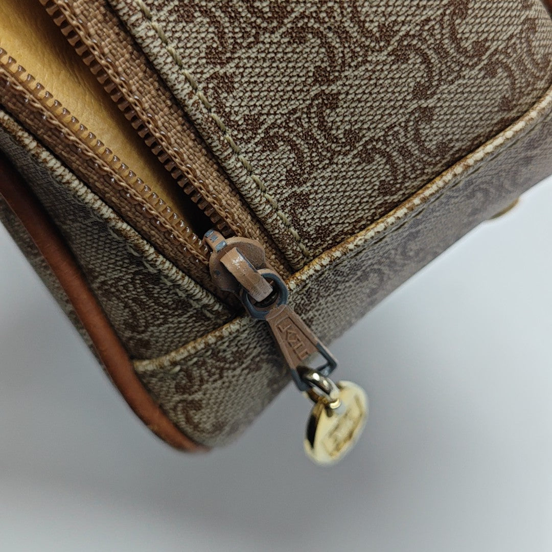 Coated Canvas Top Handle Bag Brown