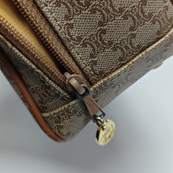 Coated Canvas Top Handle Bag Brown