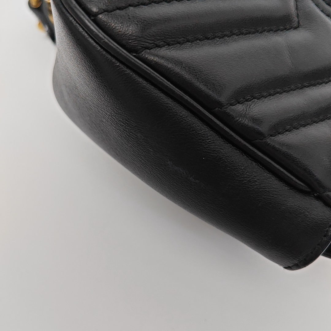 GG Marmont Small Quilted Calfskin Black