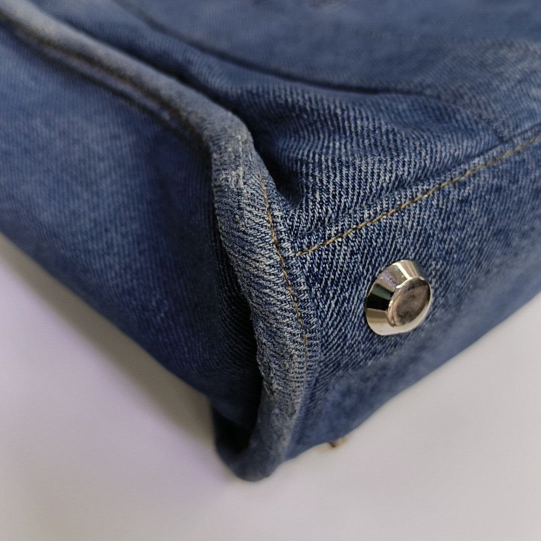 Denim Top Handle Bag Blue