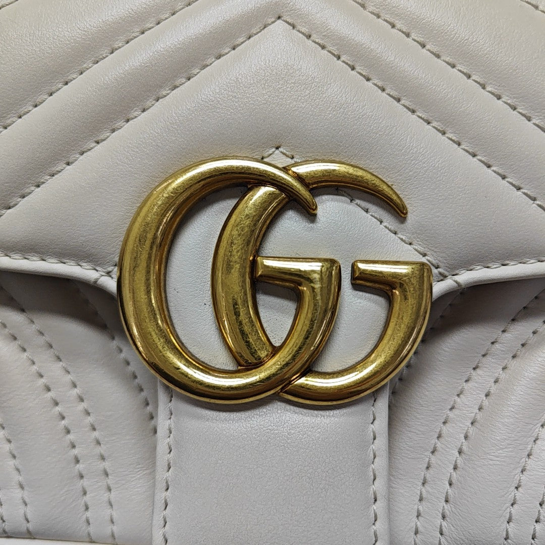 GG Marmont Small Quilted Calfskin White