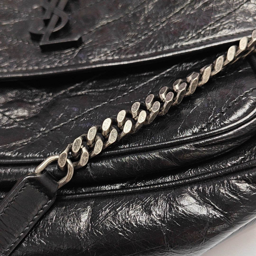 NIKI Medium Chevron Calfskin Black