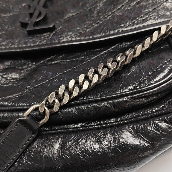 NIKI Medium Chevron Calfskin Black