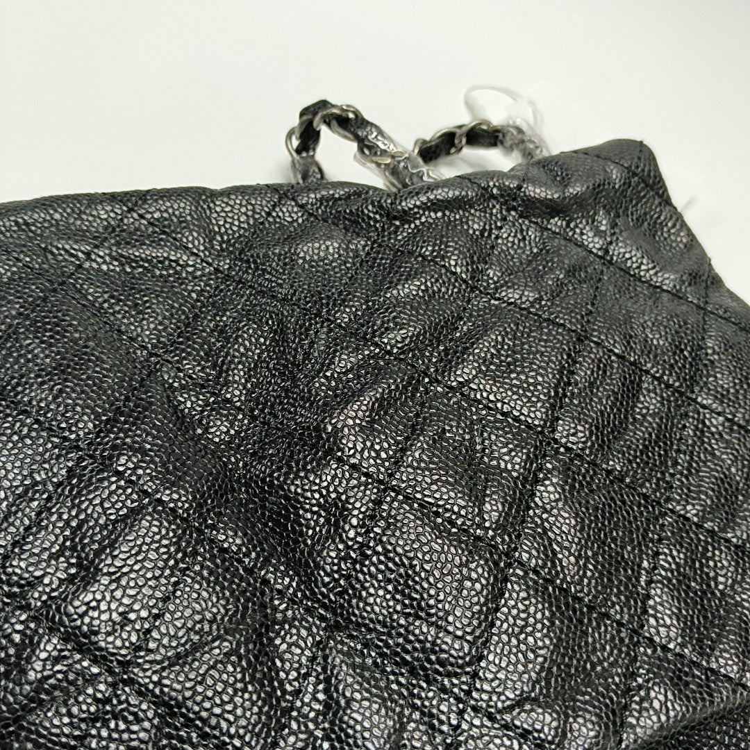 Quilted Grained Calfskin Shoulder Bag Black